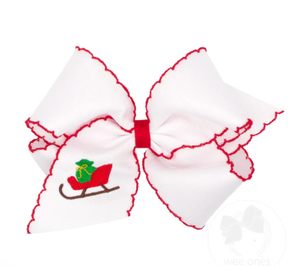 Christmas Holiday Embroidered King Bow