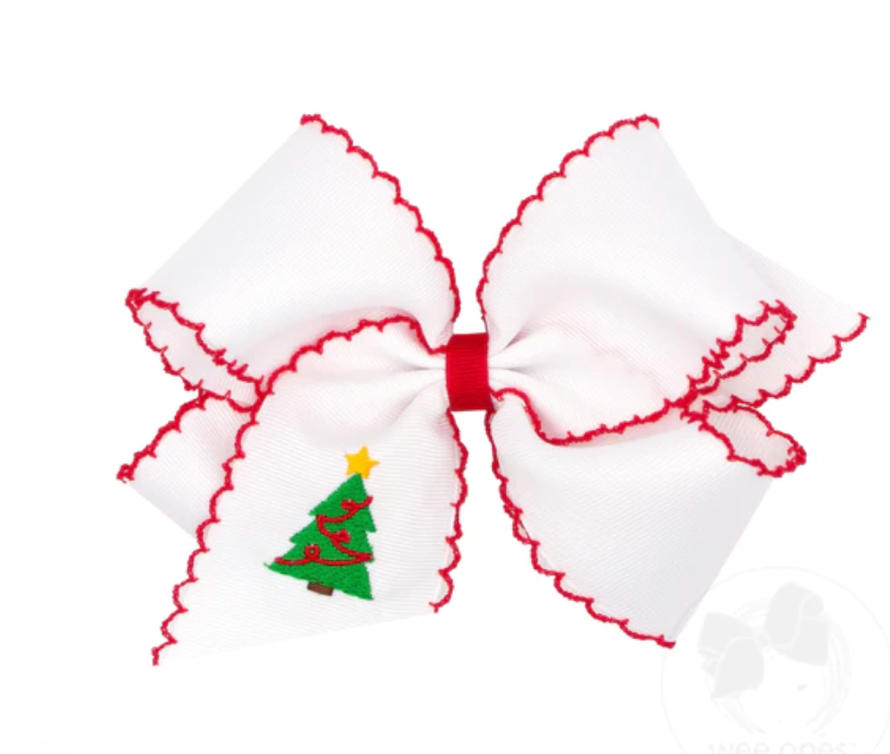 Christmas Holiday Embroidered King Bow