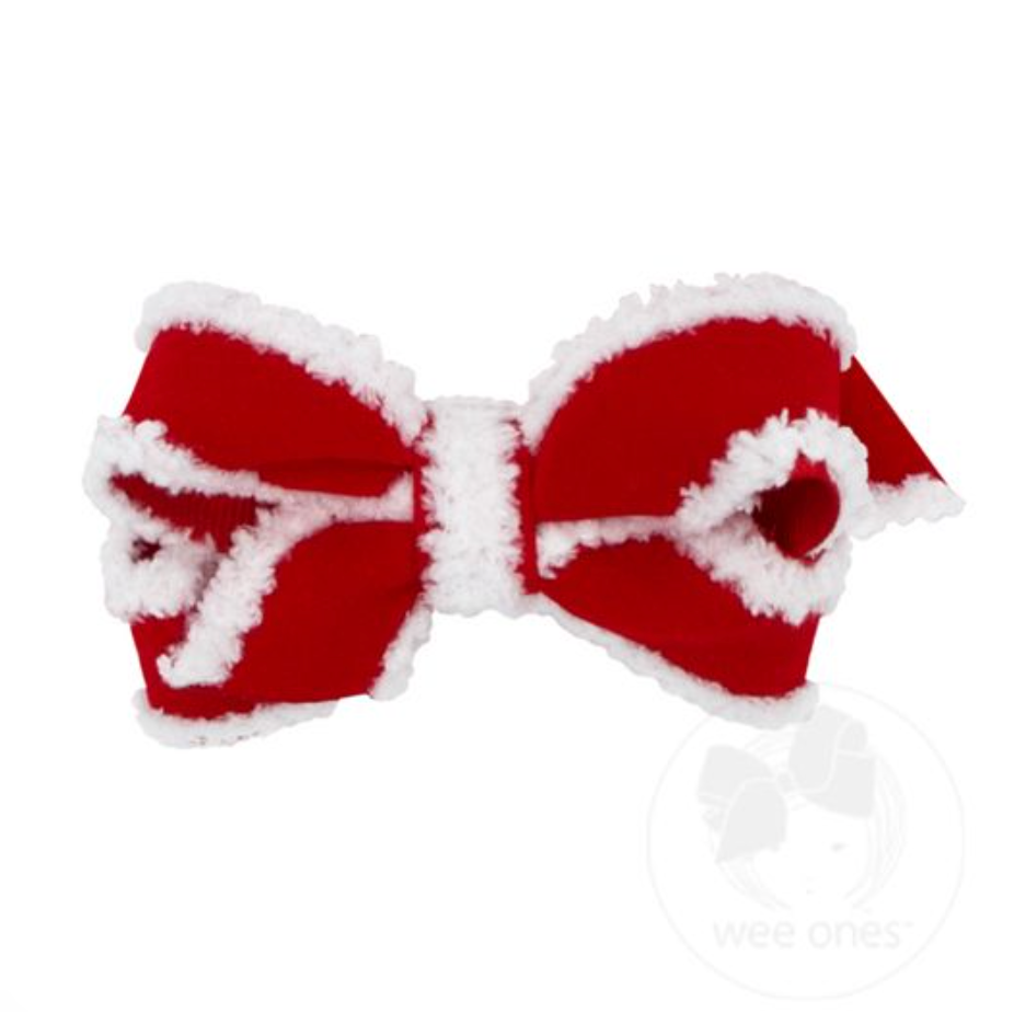 Red Velvet With Snowy Edge Bow