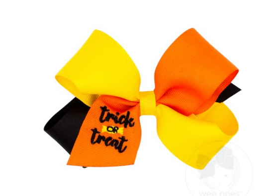 Halloween Embroidered Trick or Treat Bow