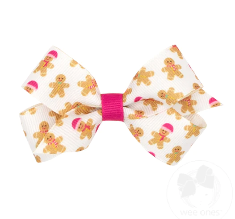 Christmas Holiday Printed Mini Bow