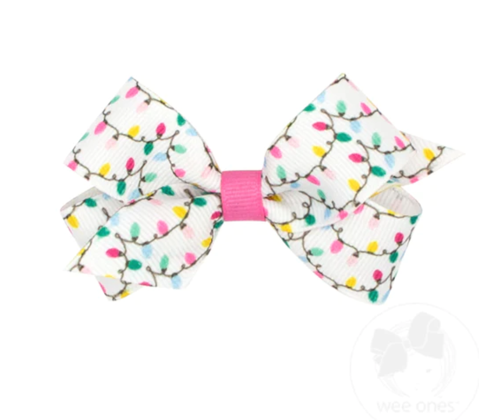 Christmas Holiday Printed Mini Bow