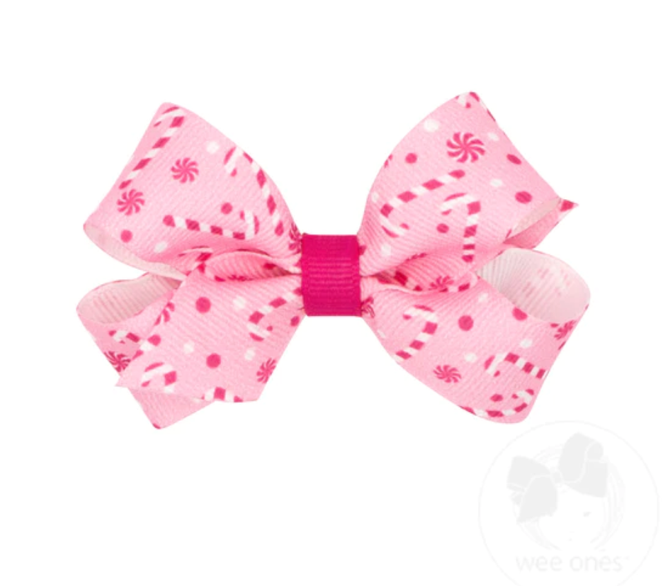Christmas Holiday Printed Mini Bow