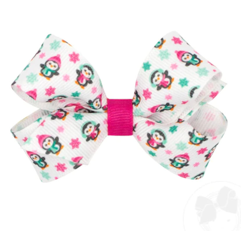 Christmas Holiday Printed Mini Bow