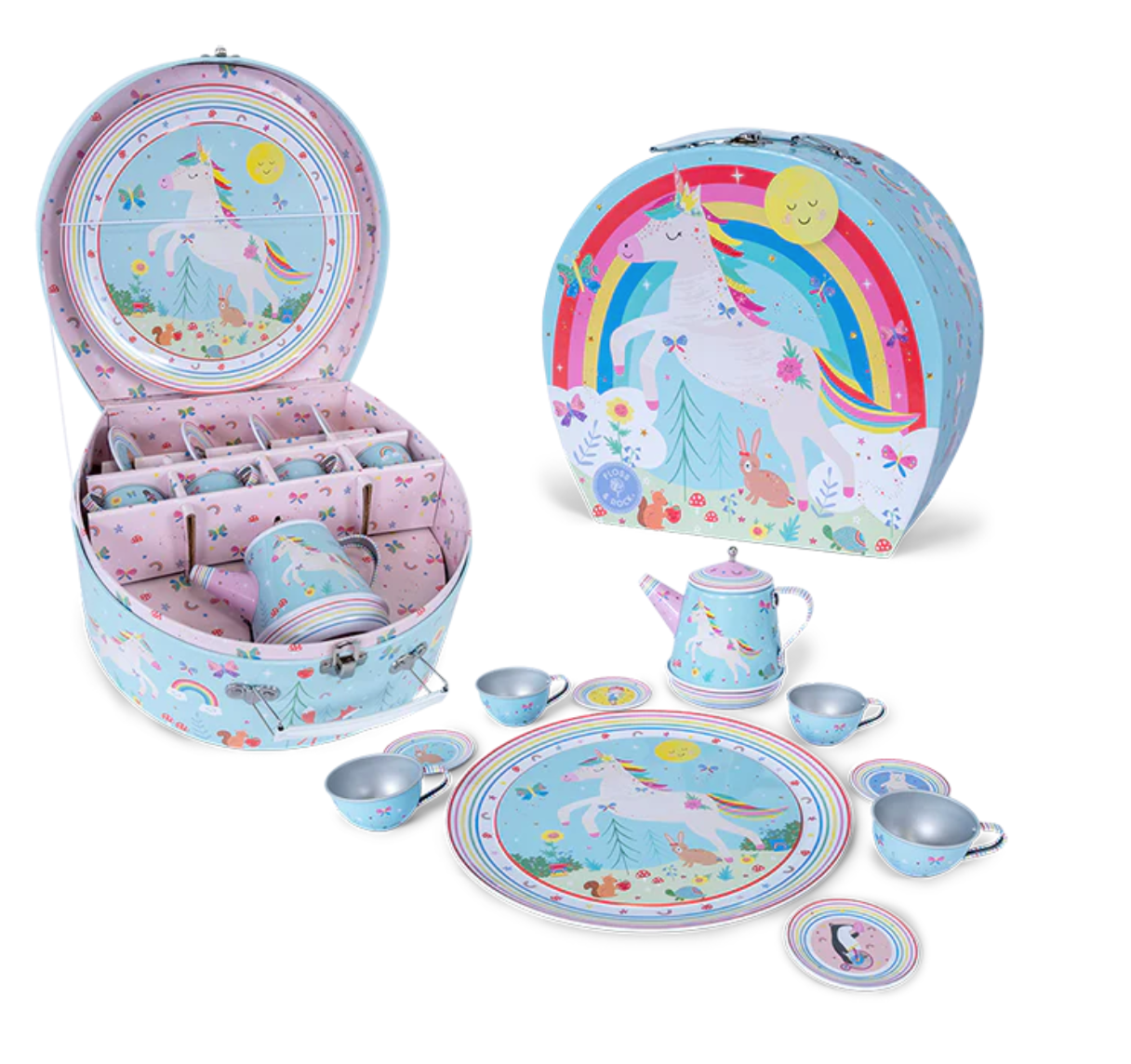 Musical Tin Tea Set Rainbow Fairy: 11 Piece