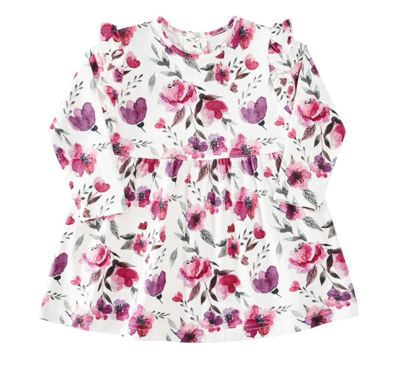 Cream Flowers Cotton- Modal Dress