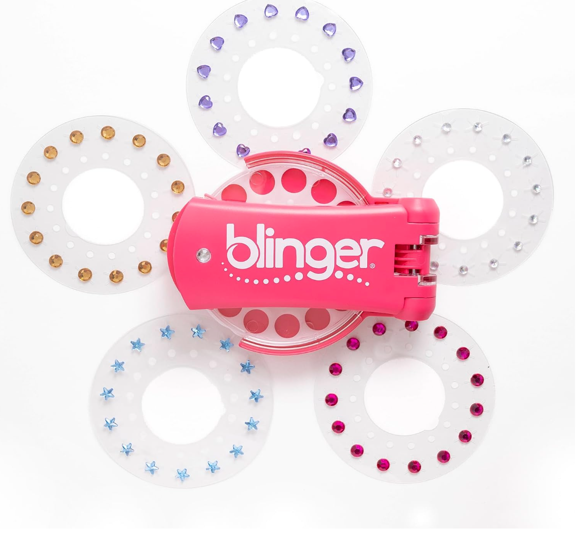 blinger Glimmer Refill Pack | 5 Discs - 75 Precision-Cut Crystals |  Bedazzling Hair Gems | Hair-Safe Adhesive – Bling In Brush Out | Works with