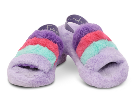 Purple, Pink, & Blue Furry Slippers