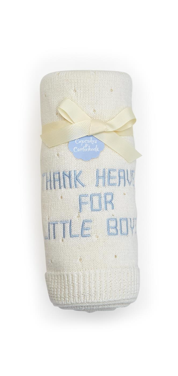 Thank Heaven For Little Boys Embroidered Blanket