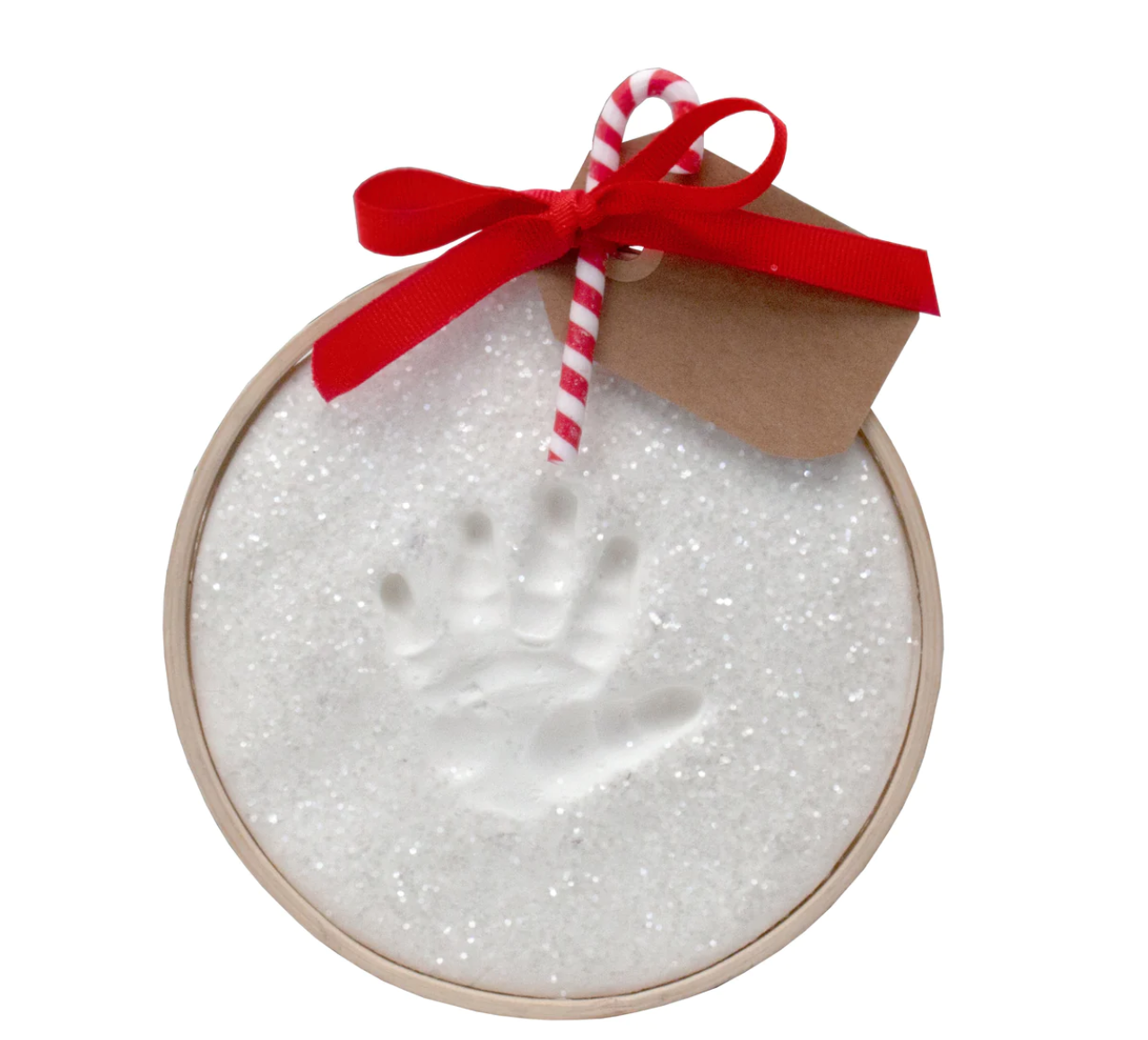 "Claydough" Handprint Ornament in Wood Ring