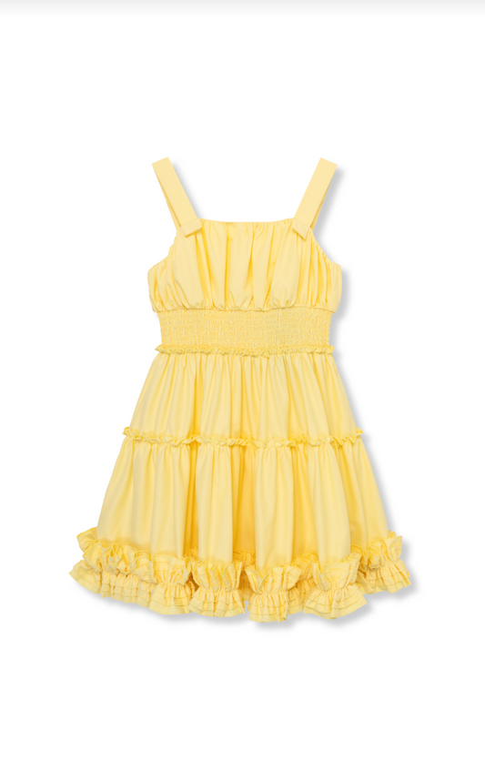 Yellow Ruched Woven Dress