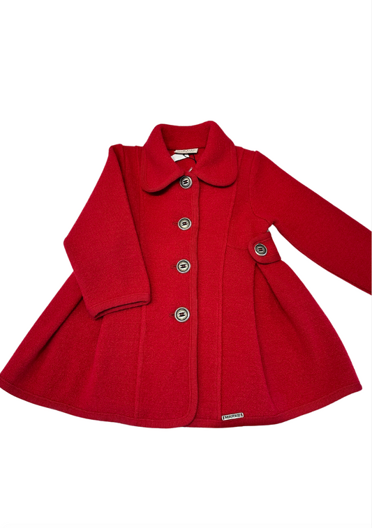 Red Triple Pleat Back Coat