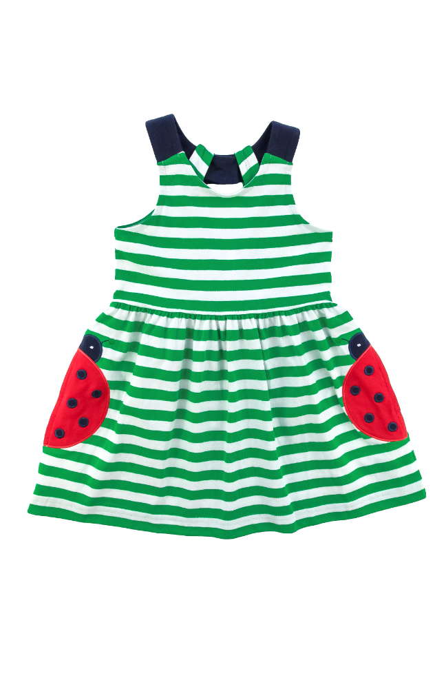 Stripe Knit Dress With Ladybug Pockets