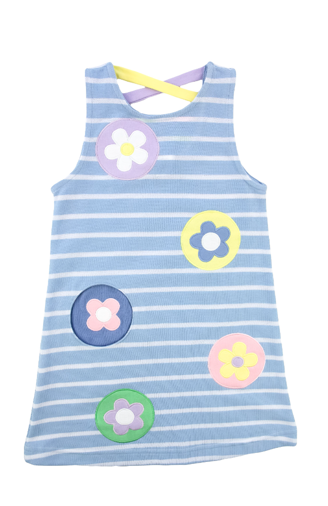 Stripe Knit Dress With Flower Dots