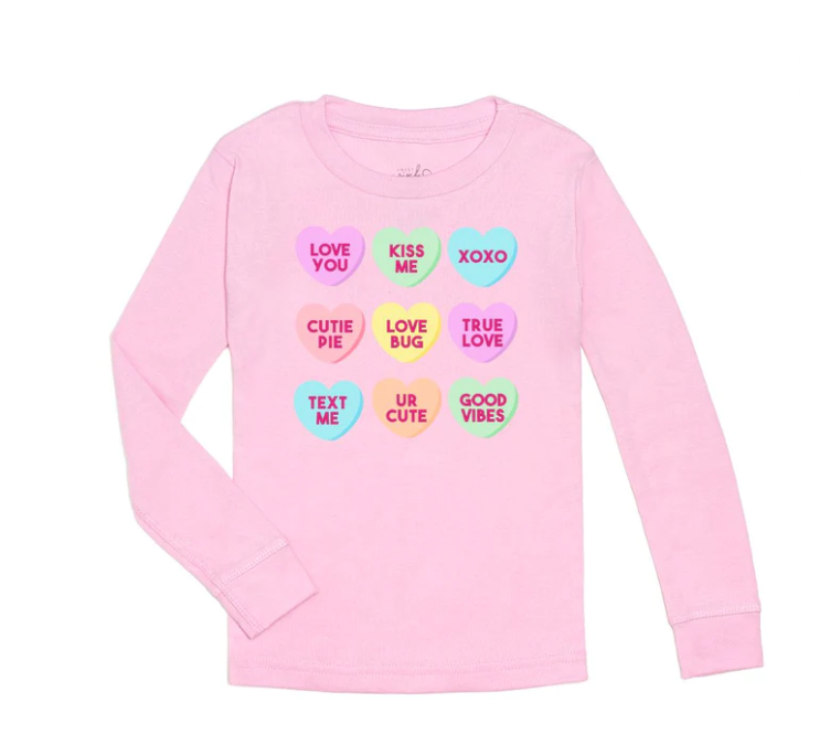 Candy Hearts Valentine's Day Log Sleeve Shirt