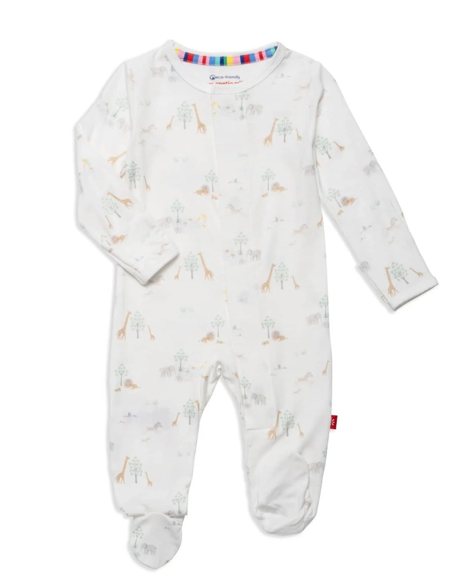 White Serene Safari Magnetic Footie and Gown