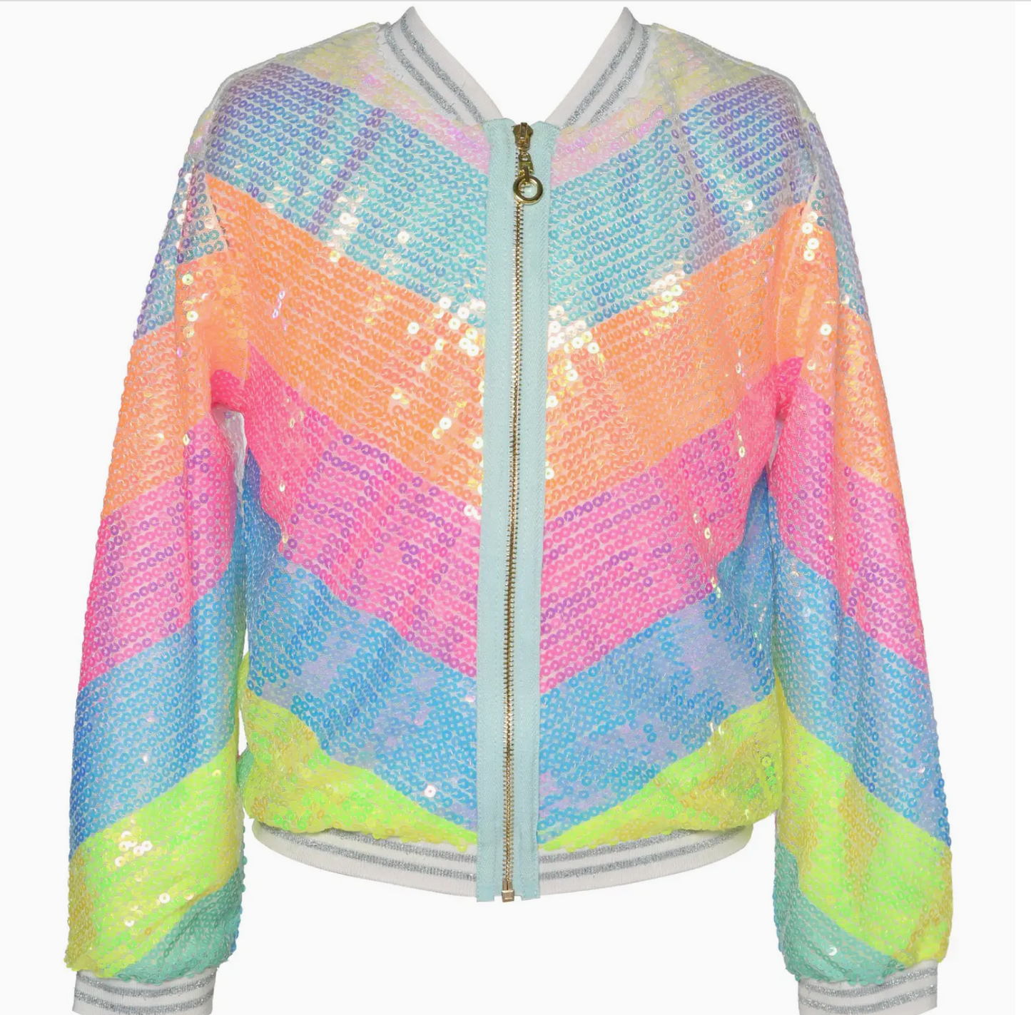 Chevron Color Block Sequined Jacket