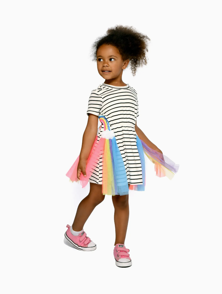 Stripe Dress with Side Rainbow