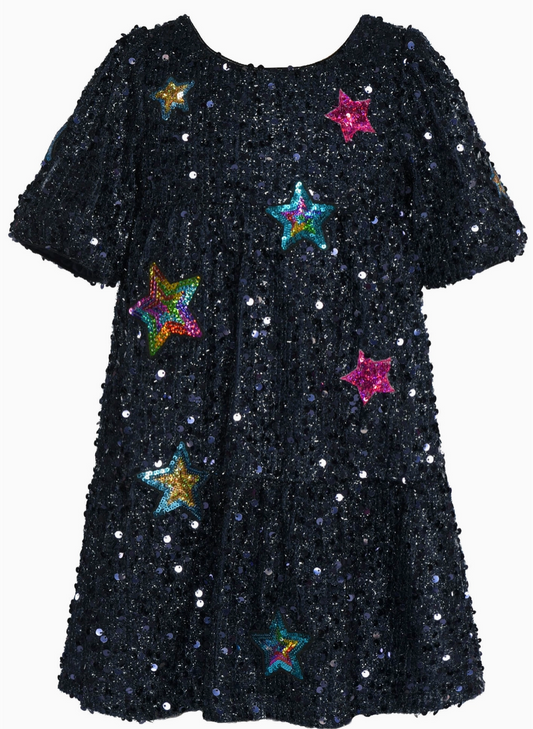 Sequin Dress with Star Patches
