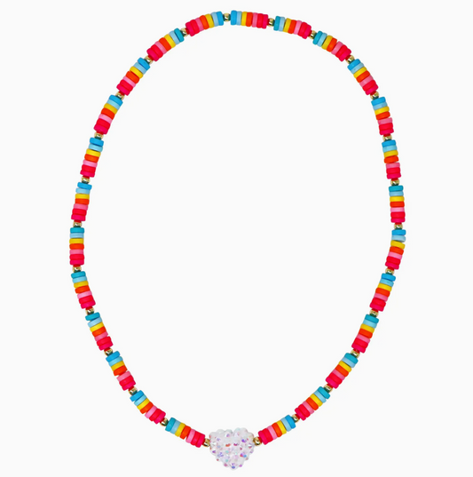 Rainbow Jewelled Heart Necklace