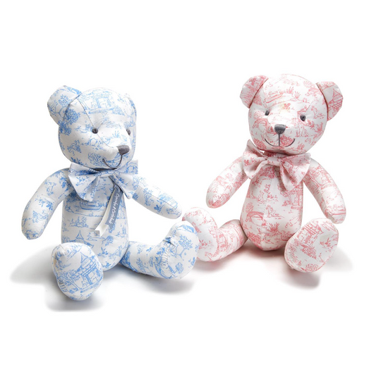 Animal Toile Stuffed Teddy Bear- Pink