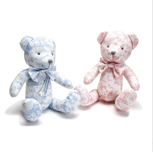 Animal Toile Stuffed Teddy Bear- Blue