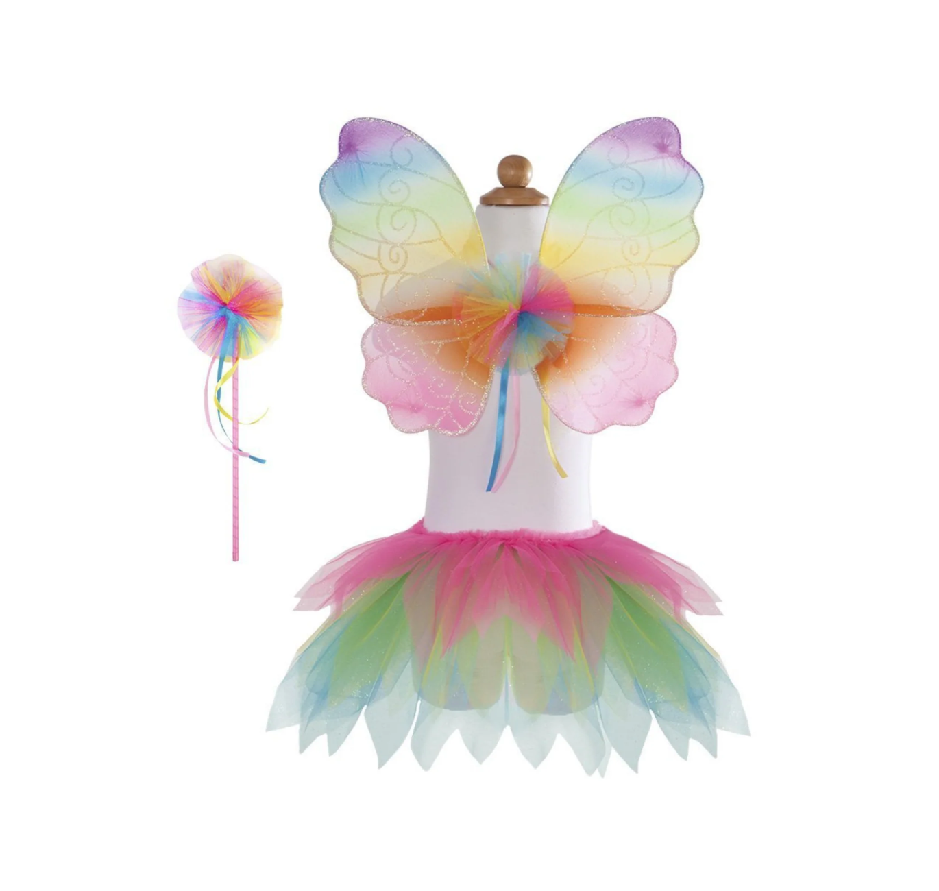 Neon Rainbow Skirt Wings and Wand Set