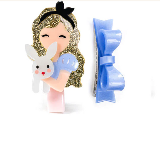 Cute Doll Alice & Bunny and Bow Hair Clips