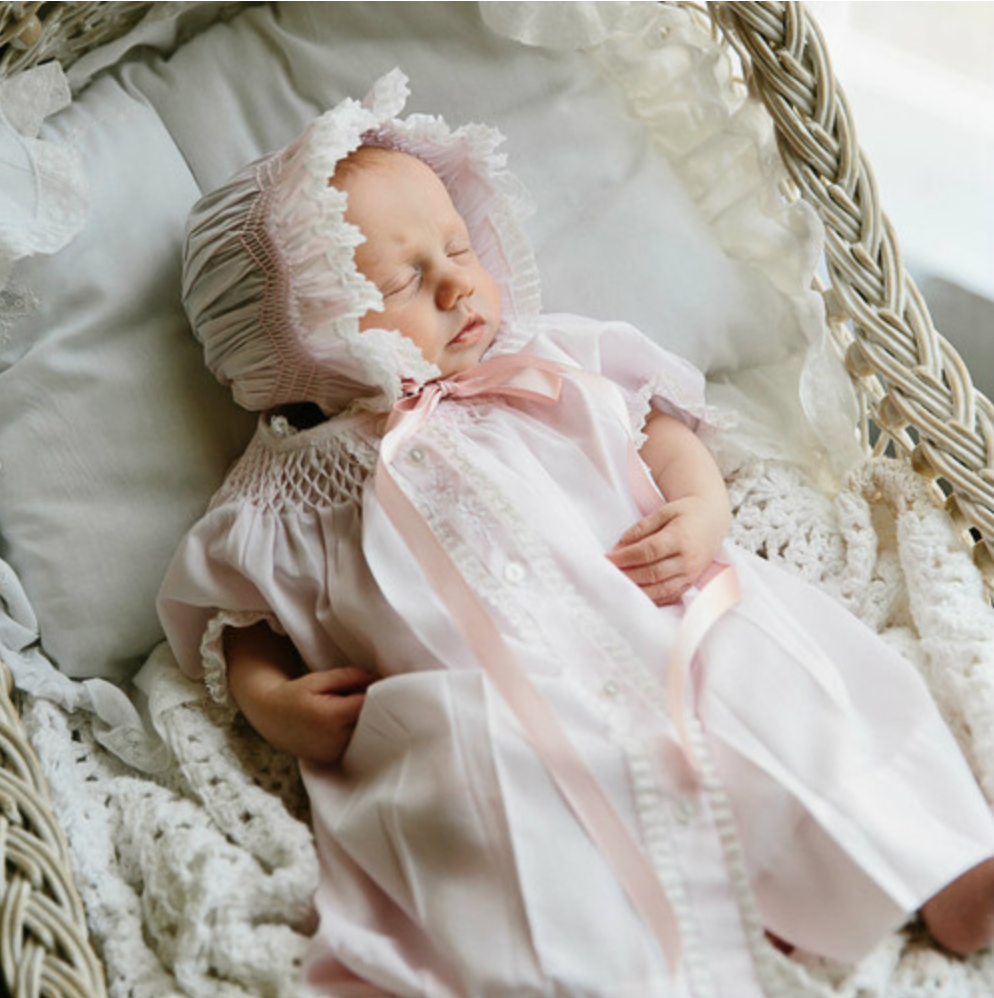 Layette Open Dress Daygown in Pink