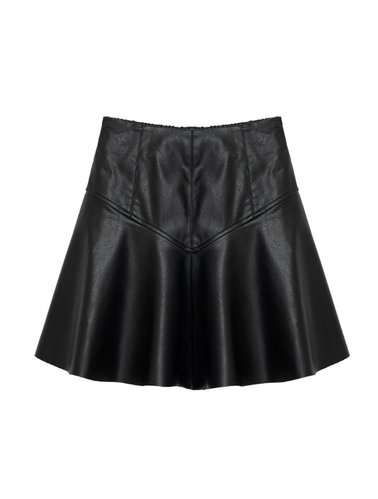 Faux Leather Pieced Skirt