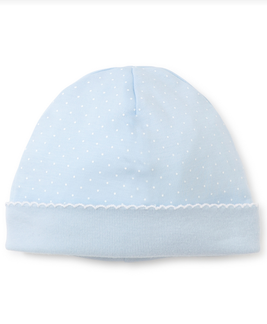 New Kissy Dots Print Hat Light Blue with White
