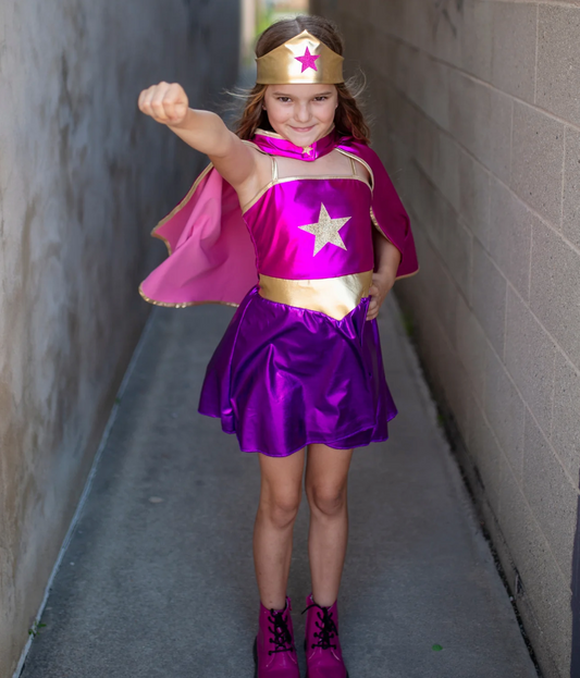 Superhero Star Dress, Cape and Headpiece