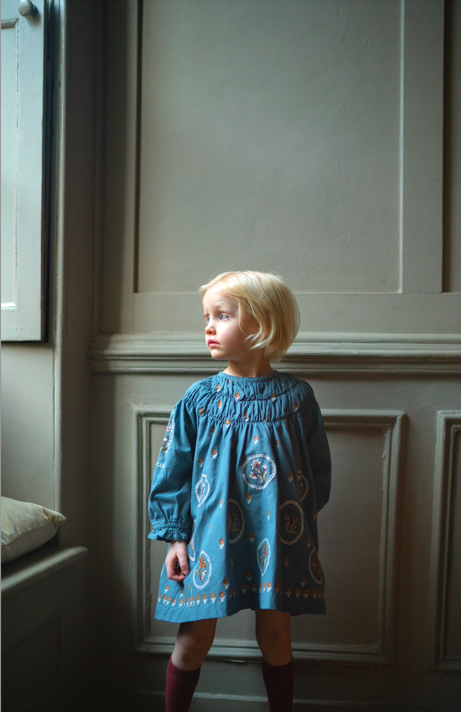Tulip Dress Blue Embroidery