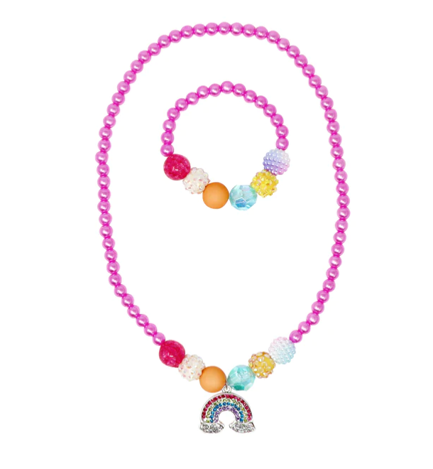 Rainbow Necklace and Bracelet Set