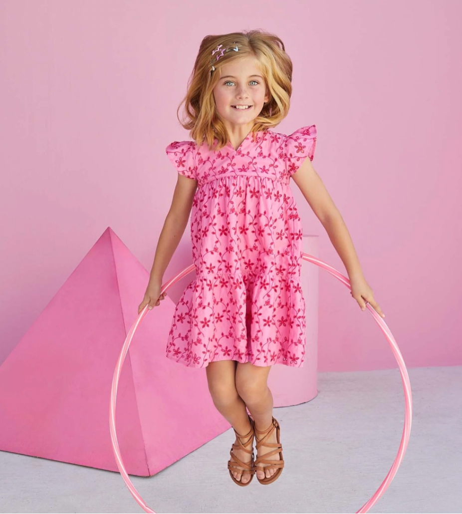 Positano Dress - Pink Eyelet