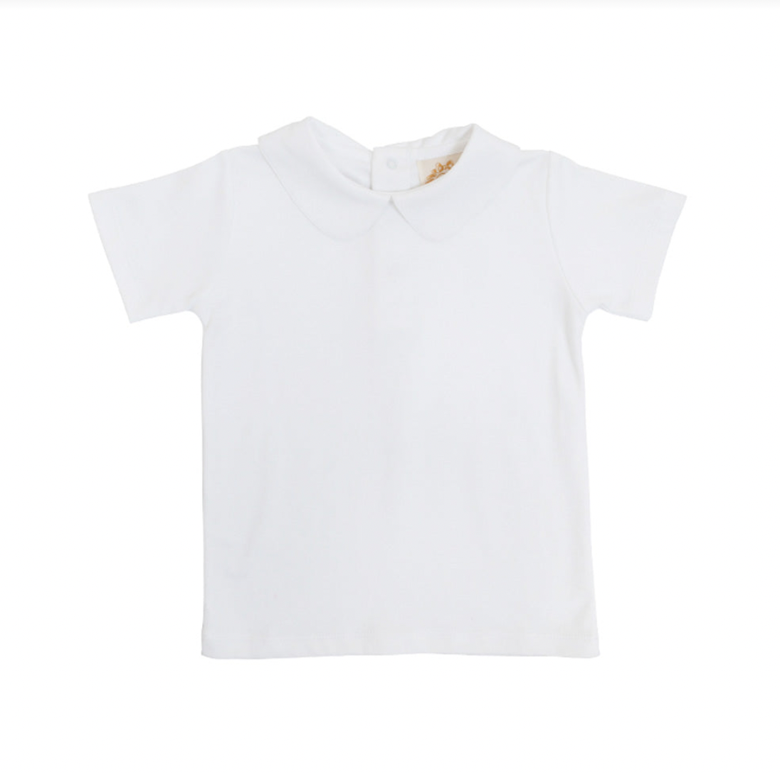 Peter Pan Collar Shirt Pima Short Sleeve Worth Avenue White