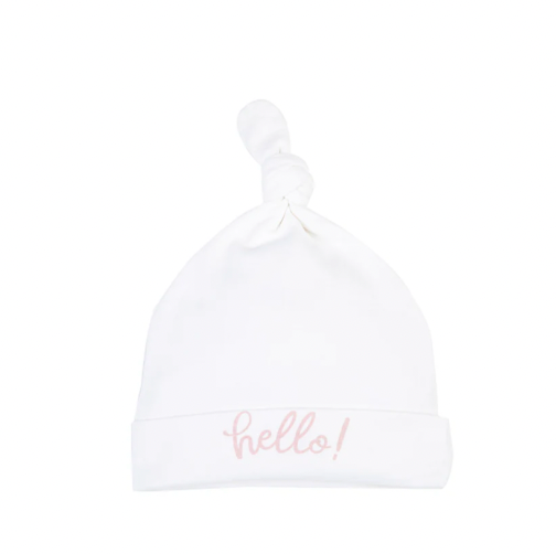 Hello! Pink Printed Knot Hat