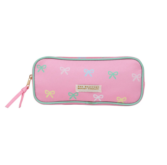 Peyton Pencil Pouch Recess Ribbons With Palm Beach Pink & Beale Street Blue Lining