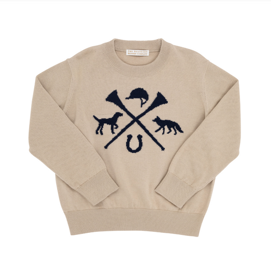 Isaac's Intarsia Sweater- Keenland Khaki/Hunt Club