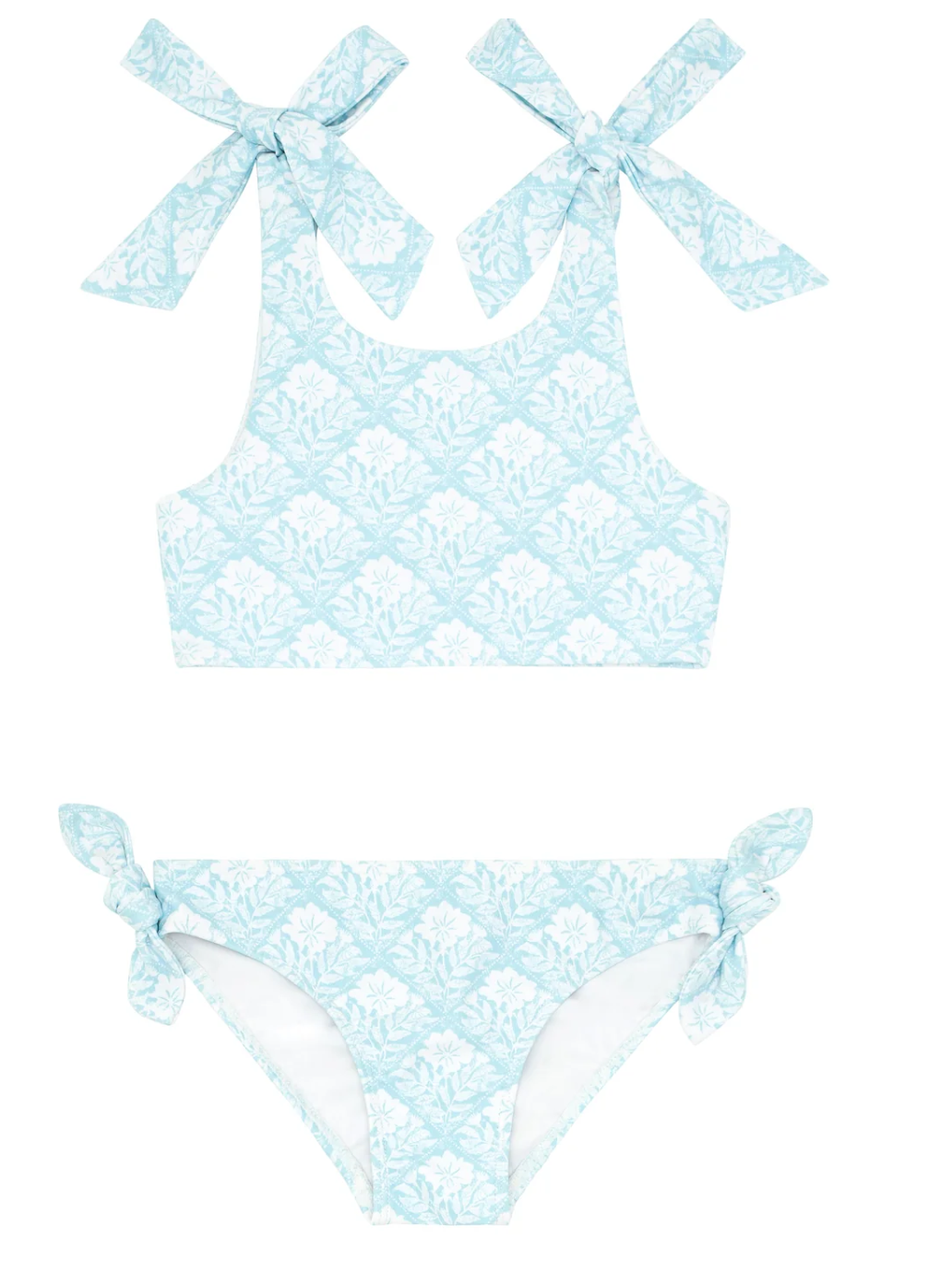 Girls Plumeria Quilt Exaggerated Tie-knot Bikini