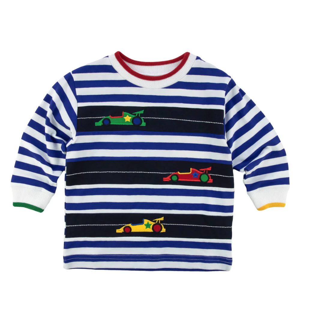 Stripe Knit Shirt With Racecars