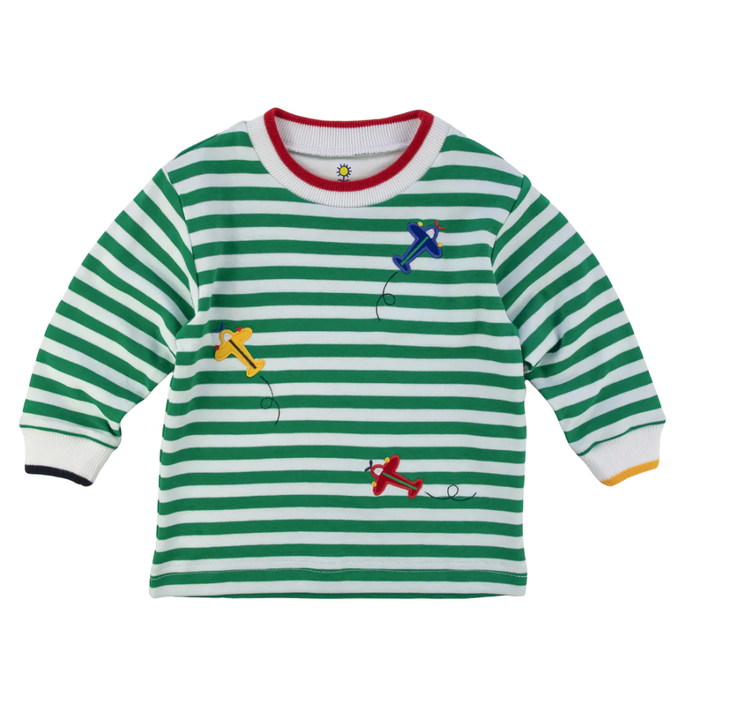 Stripe Knit Shirt With Airplanes