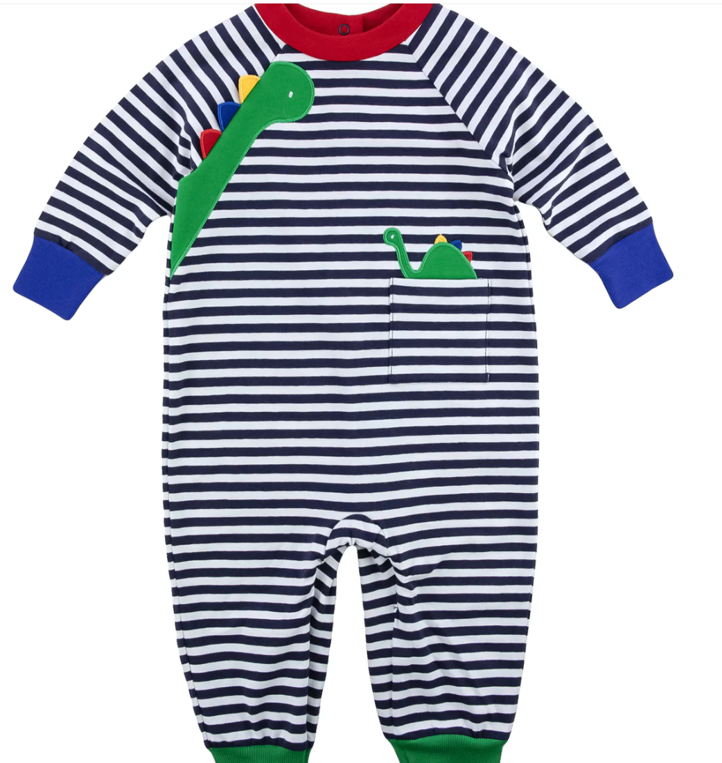 Stripe Knit Longall With Dinosaurs