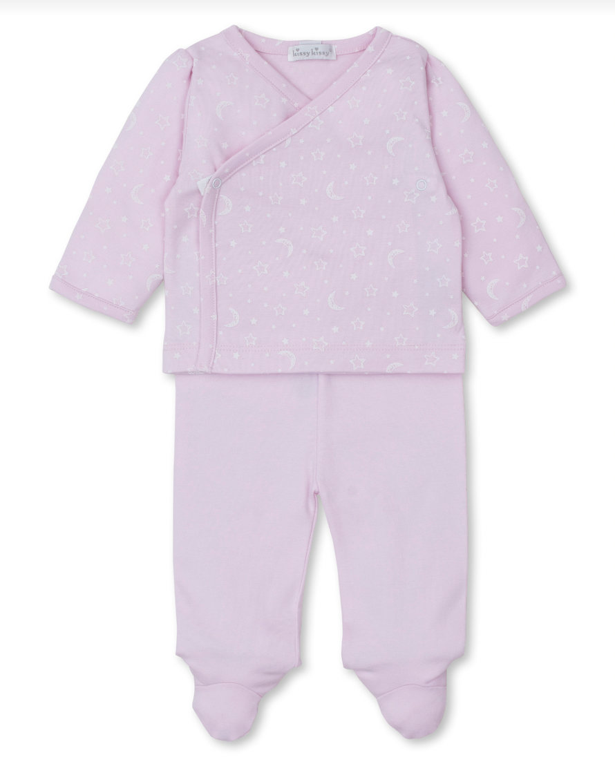 Crescent Moonlight Footed Pant Set Pink