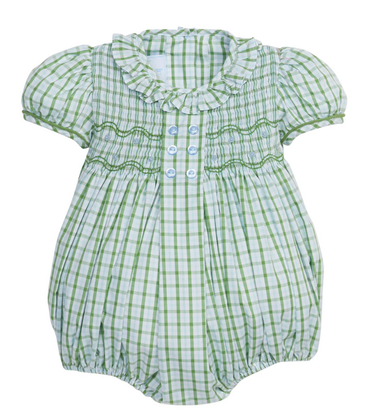 Smocked Bridget Bubble - Leland Plaid