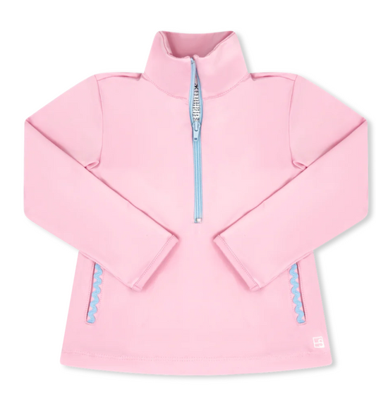 Heather Half Zip Cotton Candy Pink