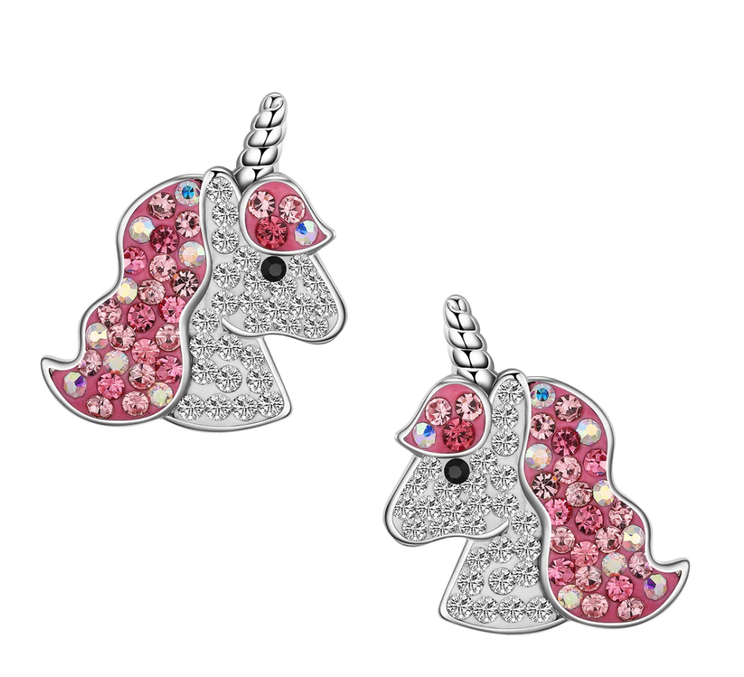 Crystal Unicorn Stud Earrings