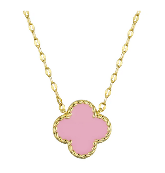 Four Leaf Clover Necklace Pink