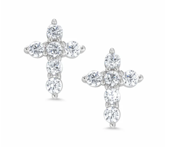 CZ Cross Stud Earrings