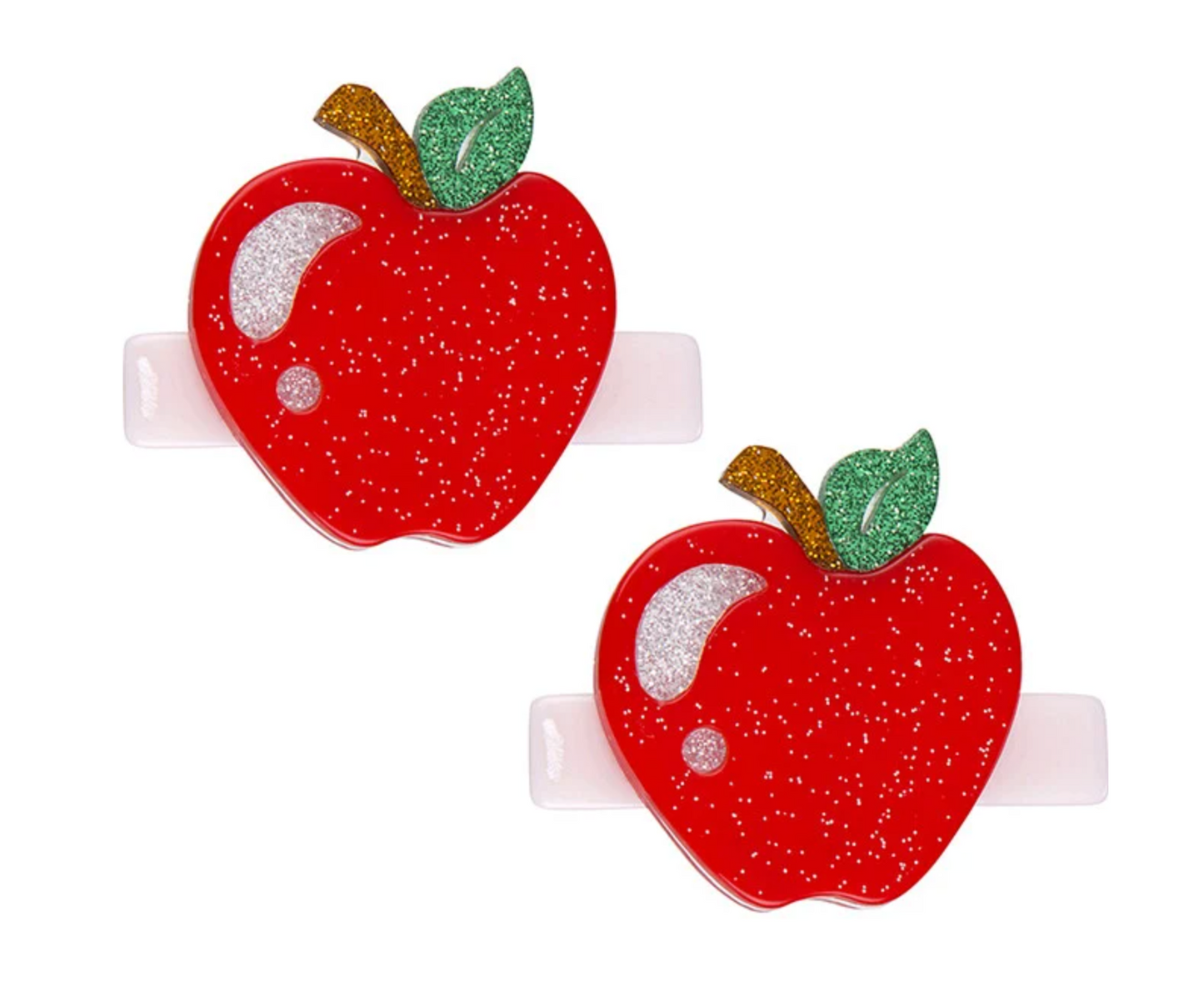 Apple Red Glitter Hair Clips